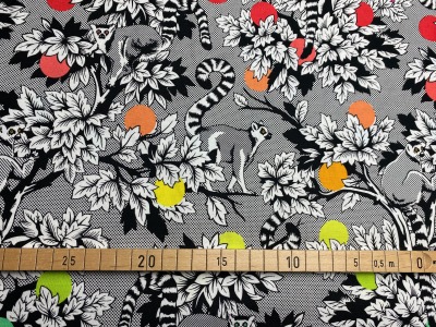 Stoff Lemur Me Alone - 100 Baumwolle - schwarz/weiß - Patchwork - Free Spirit Fabrics - Tula Pink - Kattas -Lemuren