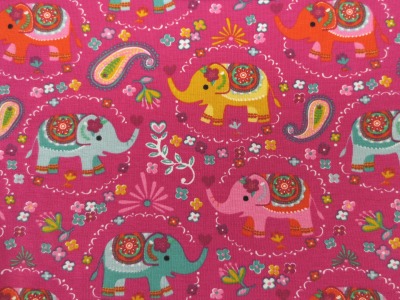 40 cm Reststück - Jersey Elefant - pink - Bohostil