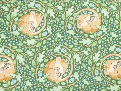 Baumwollstoff Mäuse, grün, 100% Baumwolle, Tilda Kollektion Hibernation - Slumbermouse lafayette