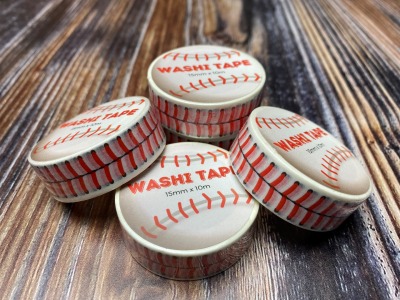 Washi-Tape mit Baseball-Naht - 15mm breit - 10m lang - weiß