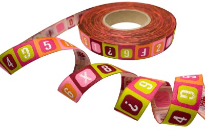 Webband Buchstaben und Zahlen - 1 m - rosa - 17 mm - I m sew Happy - Webbänder zum Nähen