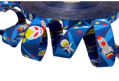 Webband Astronaut - blau - Outer Space - RevoluzZza - farbenmix - 15 mm - Weltall - Rakete - Alien - Sterne