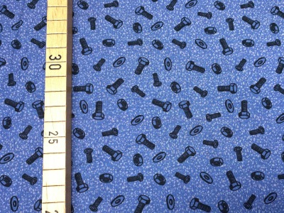 Stoff Schrauben - blau/grau - 100 Baumwolle - Patchwork