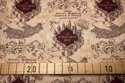 Harry Potter Stoff - Karte des Rumtreibers - beige - 100 Baumwolle - Lizenzstoff
