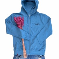 Sweat-Jacke Du bist genug, taubenblau 2