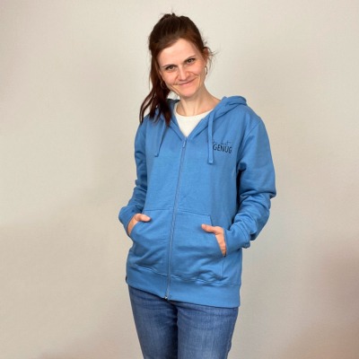 Sweat-Jacke Du bist genug, taubenblau - Deine Jacke mit Botschaft