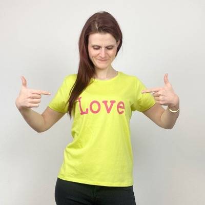 T-Shirt Love, limettenfarben - Das T-Shirt voller Liebe
