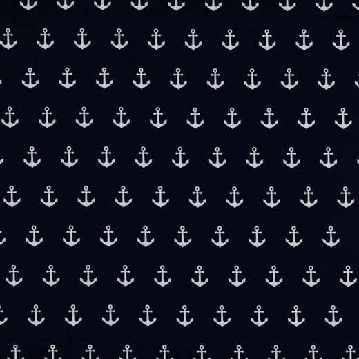 08600002 Baumwolle Stoff Anker Maritim navy marine dunkelblau weiss