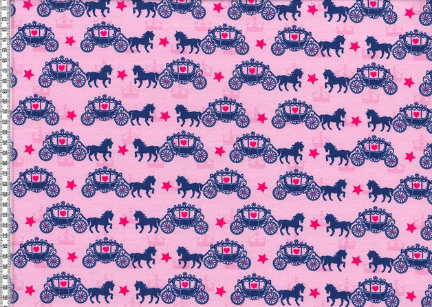 60194 Jersey Stretch Pferde rosa navy pink