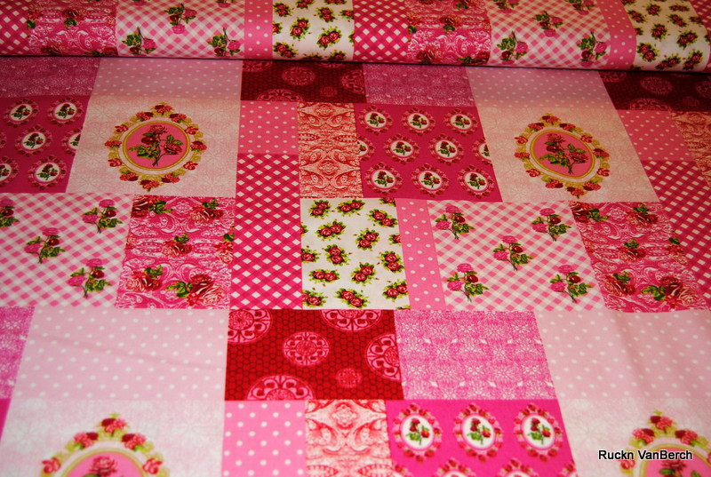 5071 Baumwolle Stoff Blumen Patchwork rosa 3