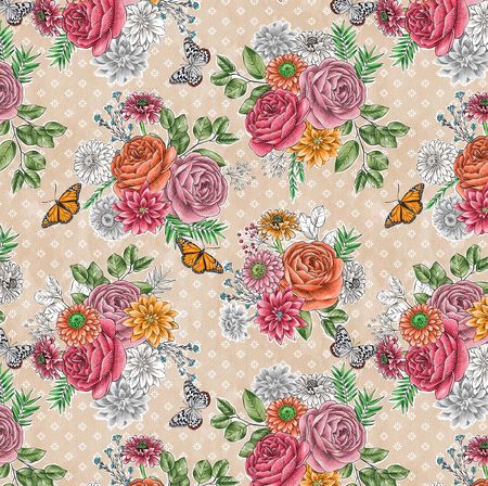 50469 Baumwolle Webware Love Letters by Diana Kappa for Michael Miller Fabrics Rosen Flower