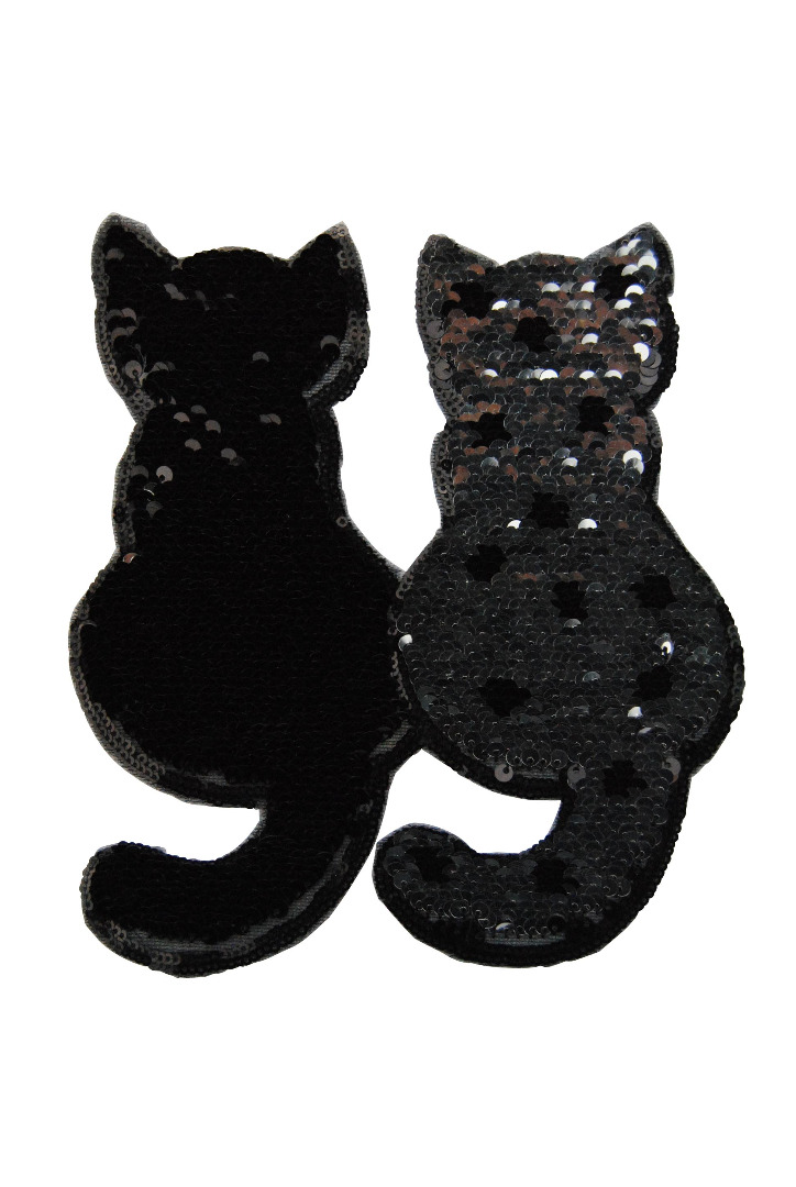 Katzenpaar silber/schwarz zum aufnähen 2