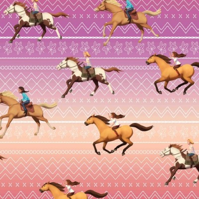 07635001 Baumwolljersey Jersey Stretch Pferde Spirit Riding Free pink / rosa