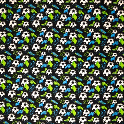 346067400019 Baumwolle Stoff Webware Fussball Tor Rasen Schultütenstoffblau grün