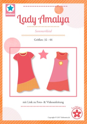 40041 Schnittmuster Papierschnitt Mehrgrössenschnitt Lady Amalya Sommerkleid Kleid von mialuna