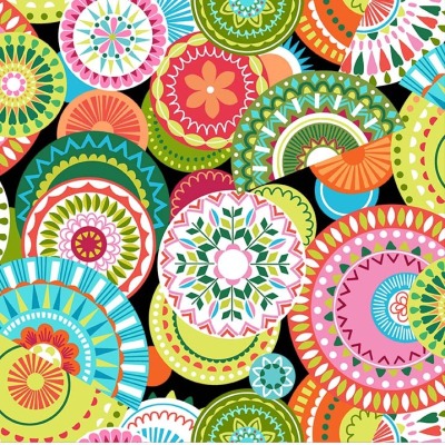 50490 Baumwolle Webware Culture Clubl Michael Miller Fabrics Mandala Colorful Medaillons