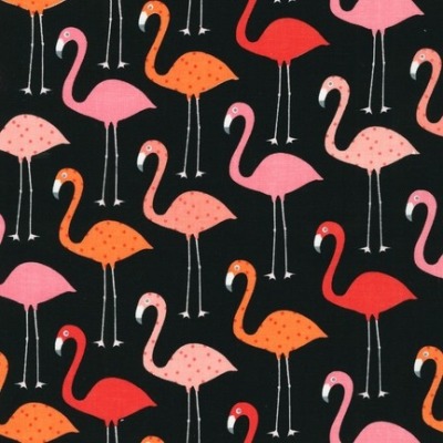 AAK14719-2 Baumwolle Webware Urban Zoologie Flamingo schwarz apricot lachs Ann Kelle für Robert Kaufmann