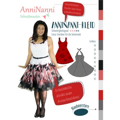 40155 Schnittmuster Papierschnitt Mehrgrössenschnitt Kleid AnniNanni Damen von Blaubeerstern Gr.
