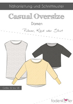 Schnittmuster Papierschnitt Mehrgrössenschnitt Casual Oversize Damen von Fadenkäfer Shirt Pullover