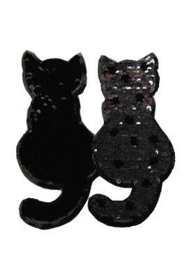 Katzenpaar silber/schwarz zum aufnähen