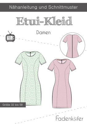 Schnittmuster Papierschnitt Mehrgrössenschnitt Etuikleid Damen von Fadenkäfer Kleid Gr 32 - 58