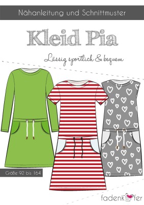Schnittmuster Papierschnitt Mehrgrössenschnitt Kleid Pia Kinder von Fadenkäfer Kleid Gr. 92 - 164
