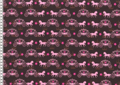 60195 Jersey Stretch Pferde braun rosa pink