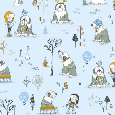 US5201-1 Baumwolle Webware Winter Days Sled Dog Lisa Glanz by Michael Miller Fabrics