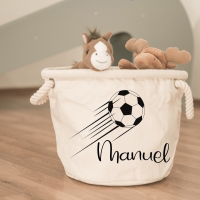 Personalisierter Aufbewahrungskorb mit Fußballmotiv für Spielsachen, Wäschekorb, Kinderzimmer