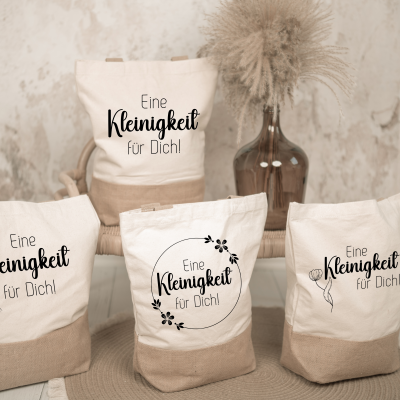 Tasche Eine Kleinigkeit für Dich, Jutetasche mit Baumwollanteil, Abschiedsgeschenk, Geschenk,