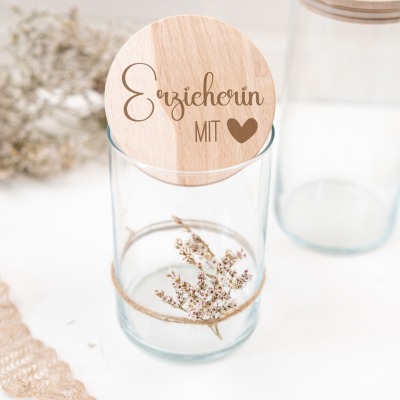 Vorratsglas Erzieherin mit Herz, Geschenk, Abschiedsgeschenk, Erzieherin Geschenkidee, Kindergarten