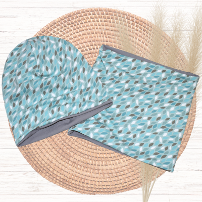 Set Beanie Mütze und Loop Schal Tuch kleine Blätter - verschiedene Größen verfügbar für