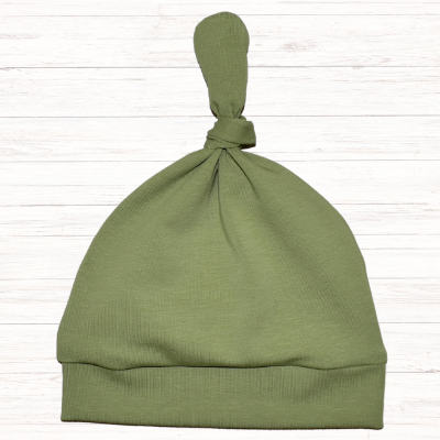 Knotenmütze Erstlingsmütze Babymütze Farbe Khaki-Grün - verschiedene Größen verfügbar