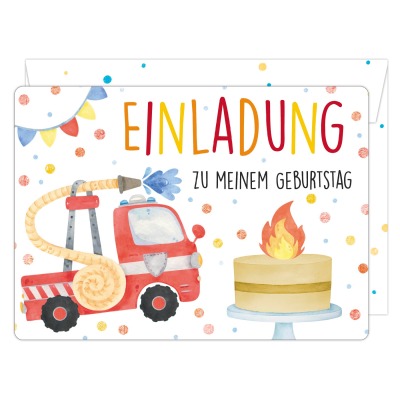 12 Einladungskarten - Feuerwehr