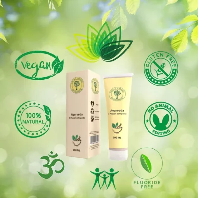 Ayurveda 3 Phasen Zahnpasta - Zahncreme Grüne Valerie Fluoridfrei 100 ML mit 17 Kräutern, Wurzeln,