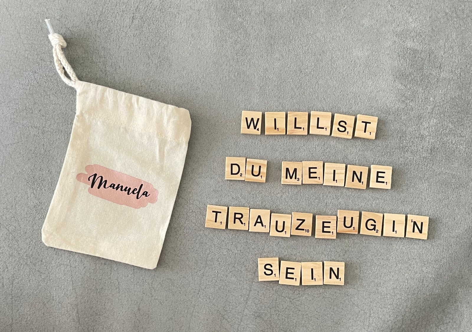 Willst du meine Trauzeugin sein Frage deine Trauzeugin/deinen Trauzeugen mit einer kleinen Tasche