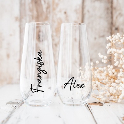 Namensaufkleber Glas, Sektempfang, Glas markieren mit den Namen - Namen der Hochzeitsgäste als Aufk