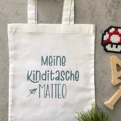 Kleine Baumwolltasche Name Kindergarten, praktisch für Wechselkleidung - Süße Tasche, perfekt