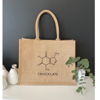 Jutetasche chocolate Moleküle - Eine schöne Geschenkidee zum Geburtstag