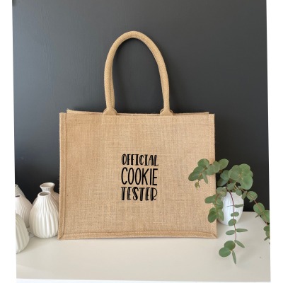 Tasche mit Official Cookie Tester Motiv, eine schöne Geschenkidee für Naschkatzen - Jutetasche mit