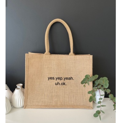 Jutetasche mit Spruch: yes.yep. yeah.uh.ok - Statement Tasche als Geschenkidee