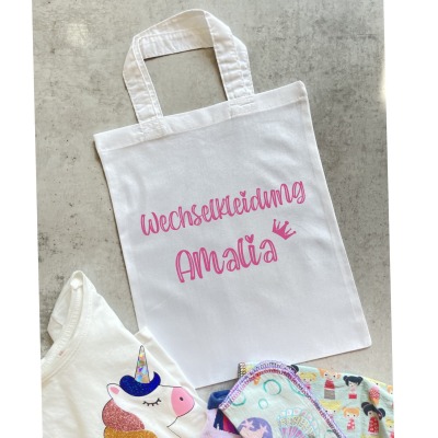 Wechselkleidung Tasche mit Name, praktisch für Kindergarten - Kleine Kitatasche für die Minis