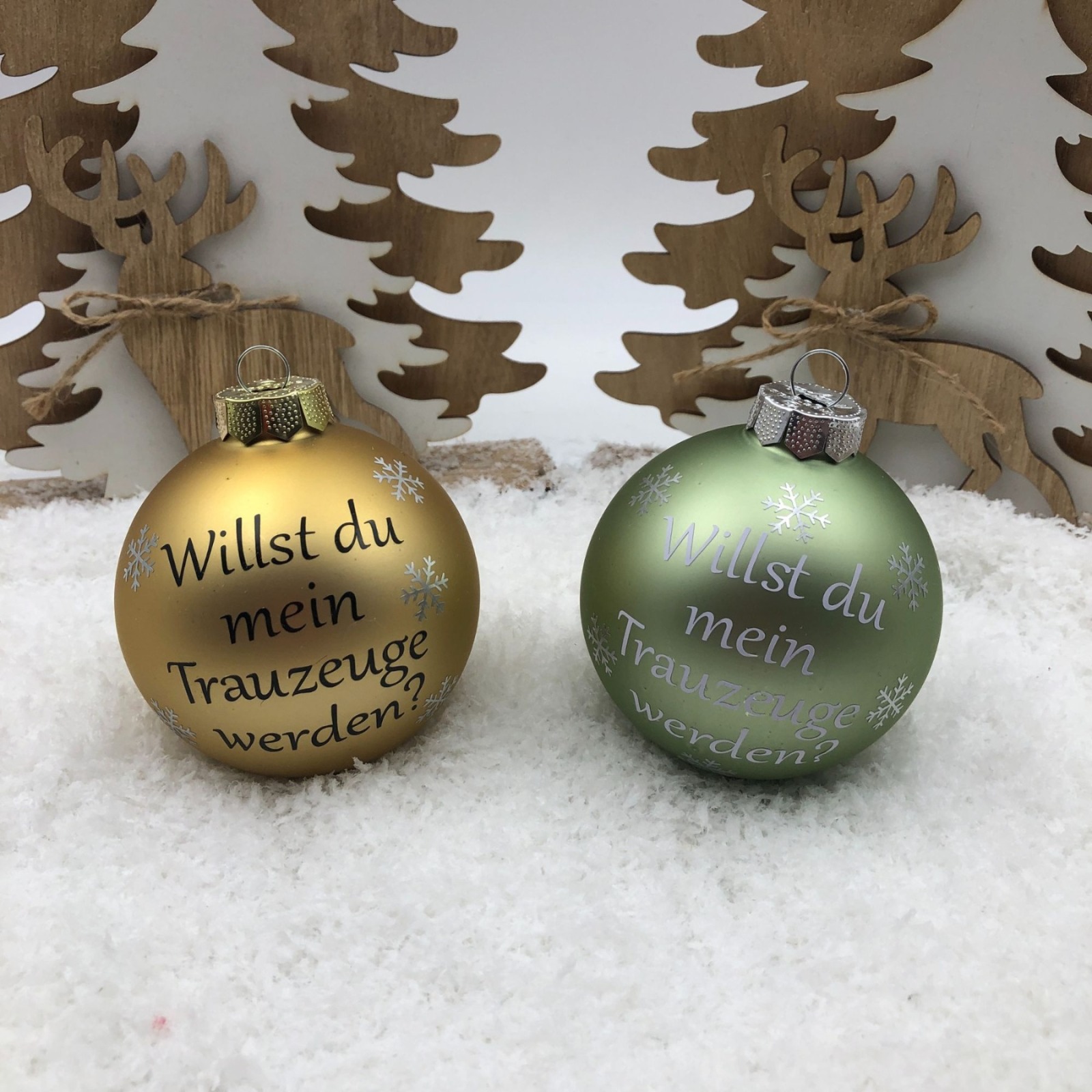 Christbaumkugel 8 cm aus Glas inkl. Geschenkbox, willst du mein Trauzeuge werden, Geschenk für