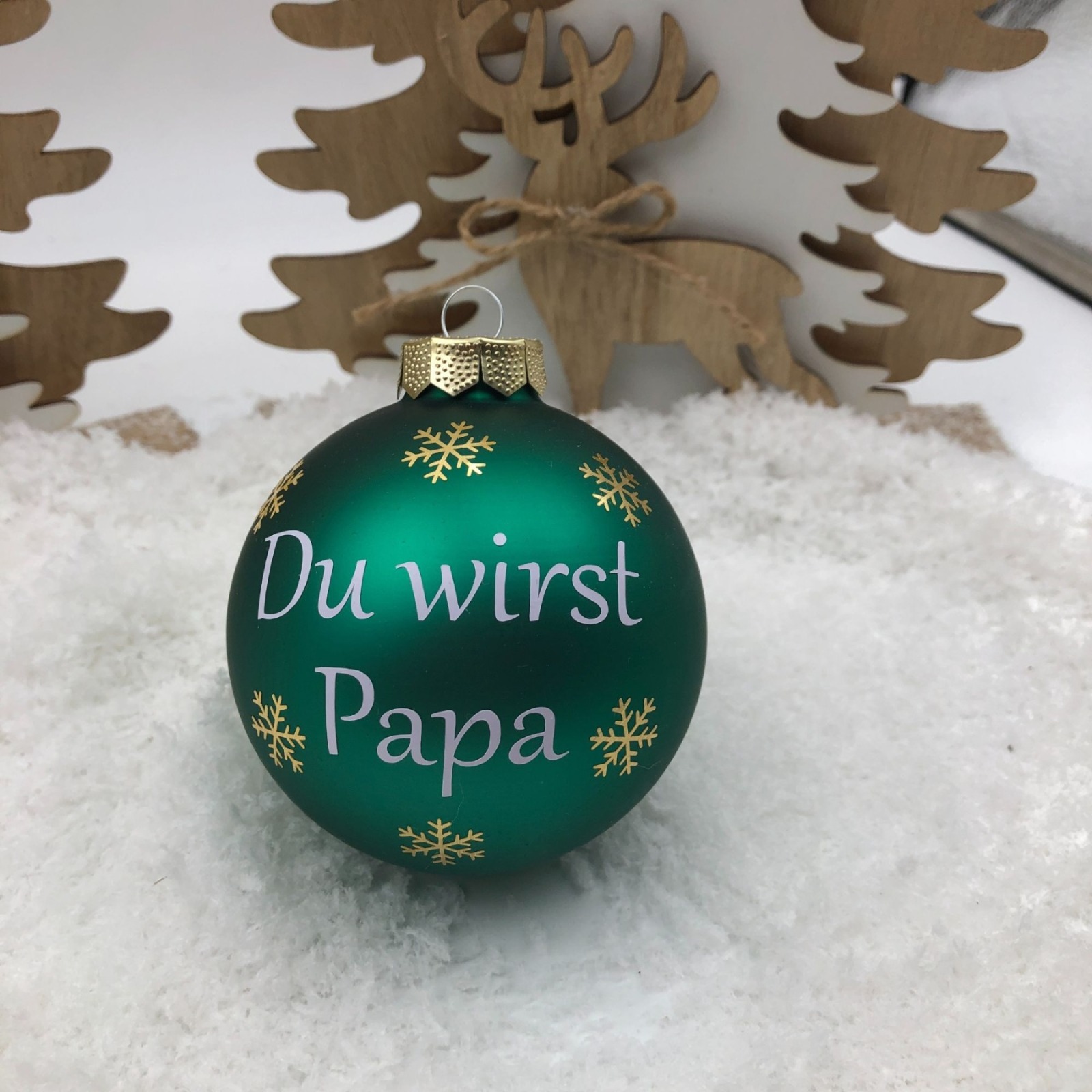 Christbaumkugel 8 cm aus Glas inkl. Geschenkbox, Du wirst Papa, Geschenkidee zu Weihnachten, 3