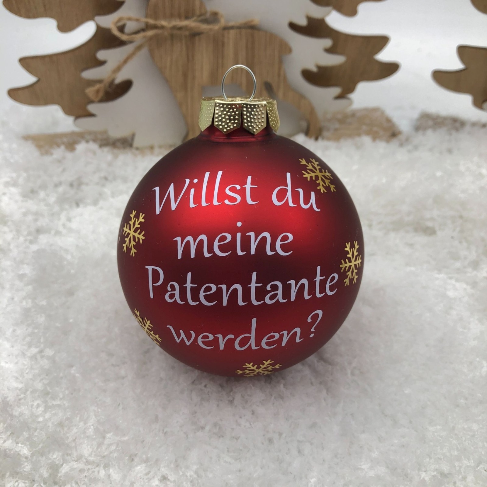 Christbaumkugel 8 cm aus Glas inkl. Geschenkbox, willst du meine Patentante werden, Geschenk für