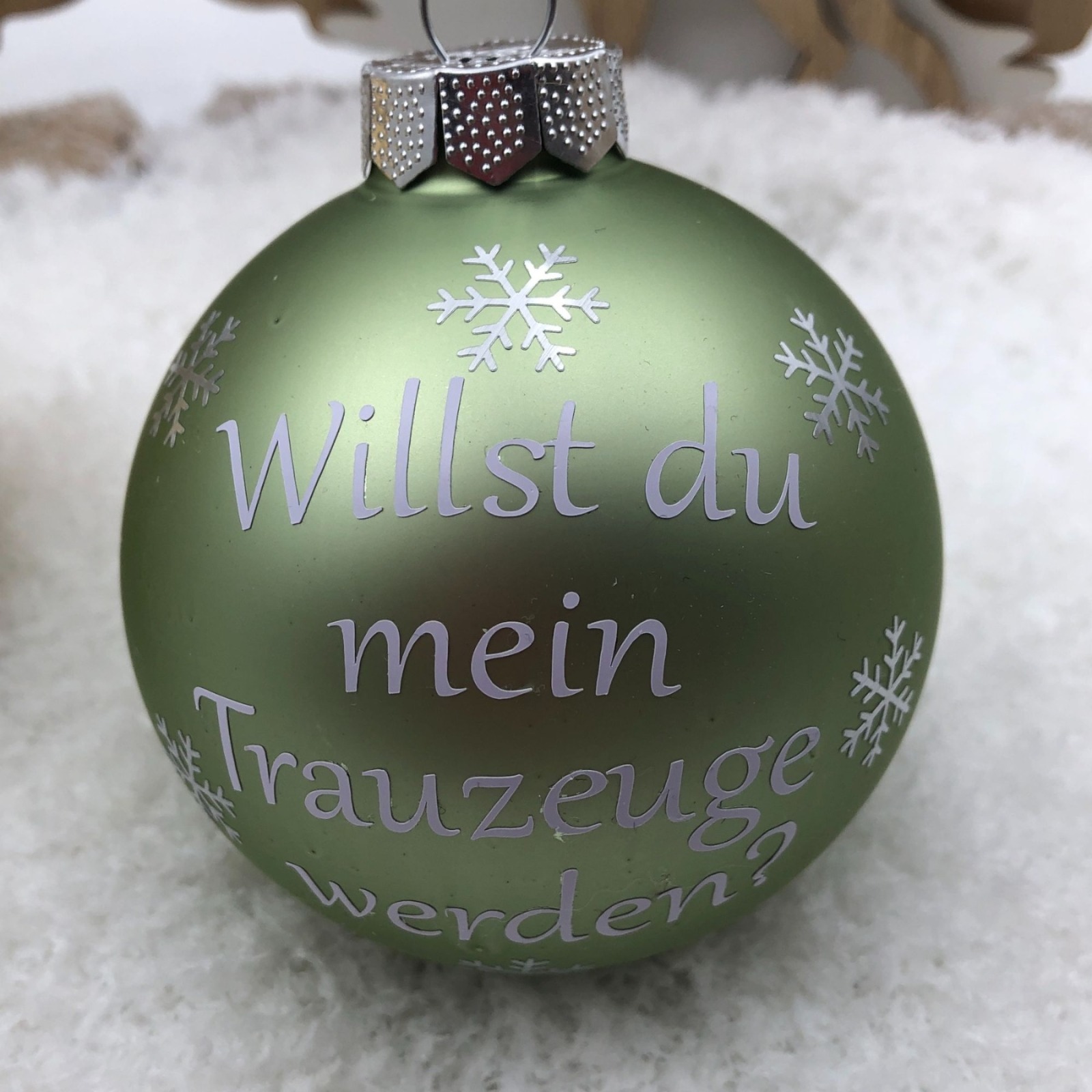 Christbaumkugel 8 cm aus Glas inkl. Geschenkbox, willst du mein Trauzeuge werden, Geschenk für