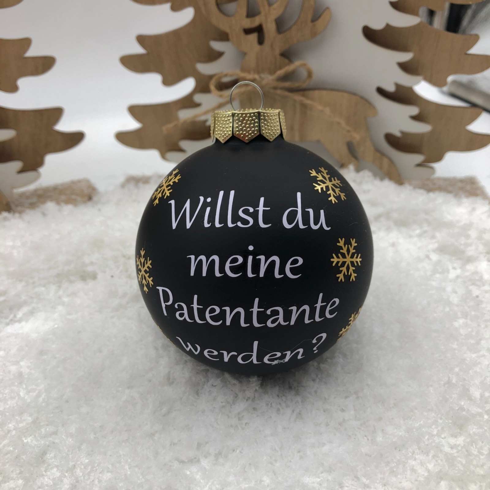 Christbaumkugel 8 cm aus Glas inkl. Geschenkbox, willst du meine Patentante werden, Geschenk für