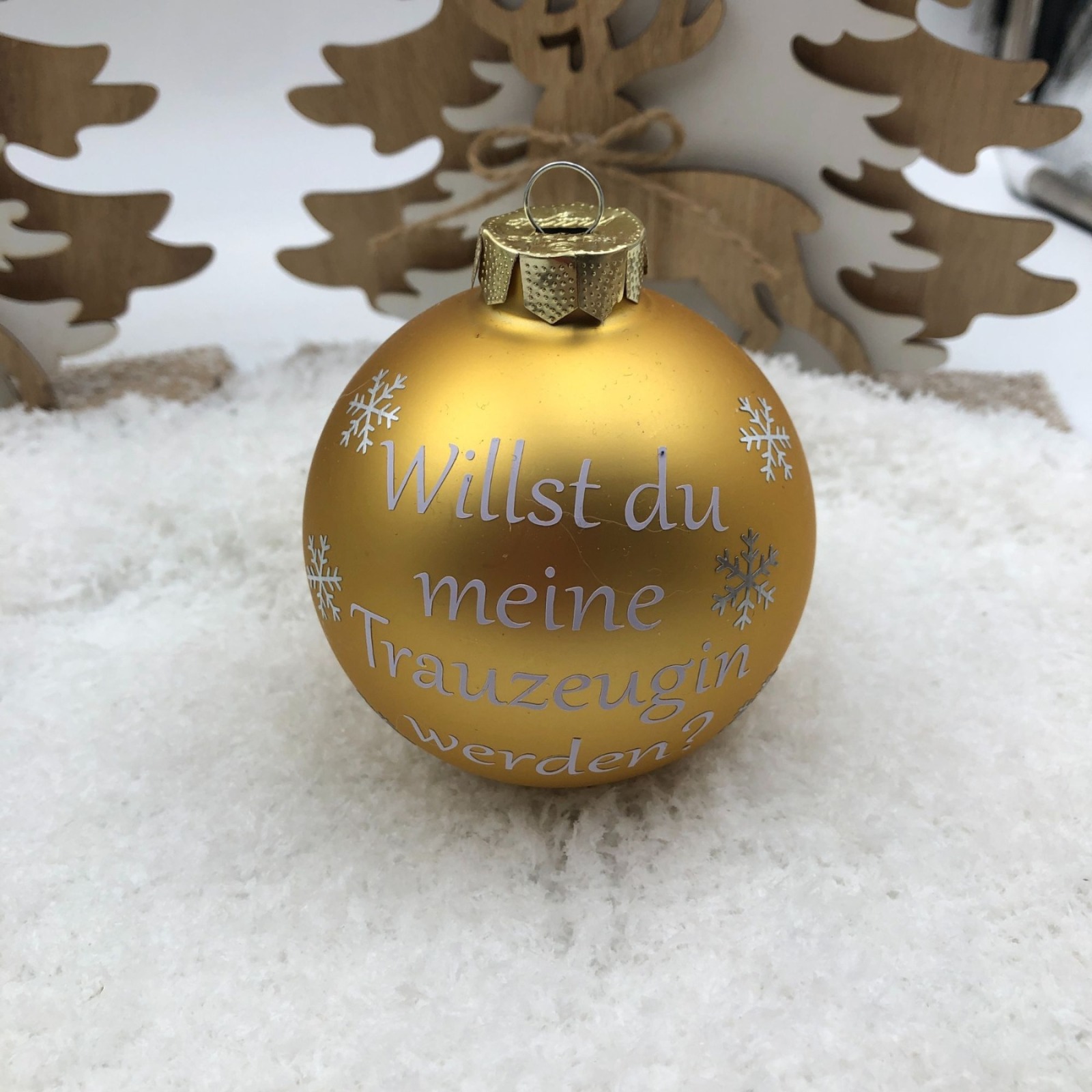 Christbaumkugel 8 cm aus Glas inkl. Geschenkbox, willst du meine Trauzeugin werden, Geschenk für