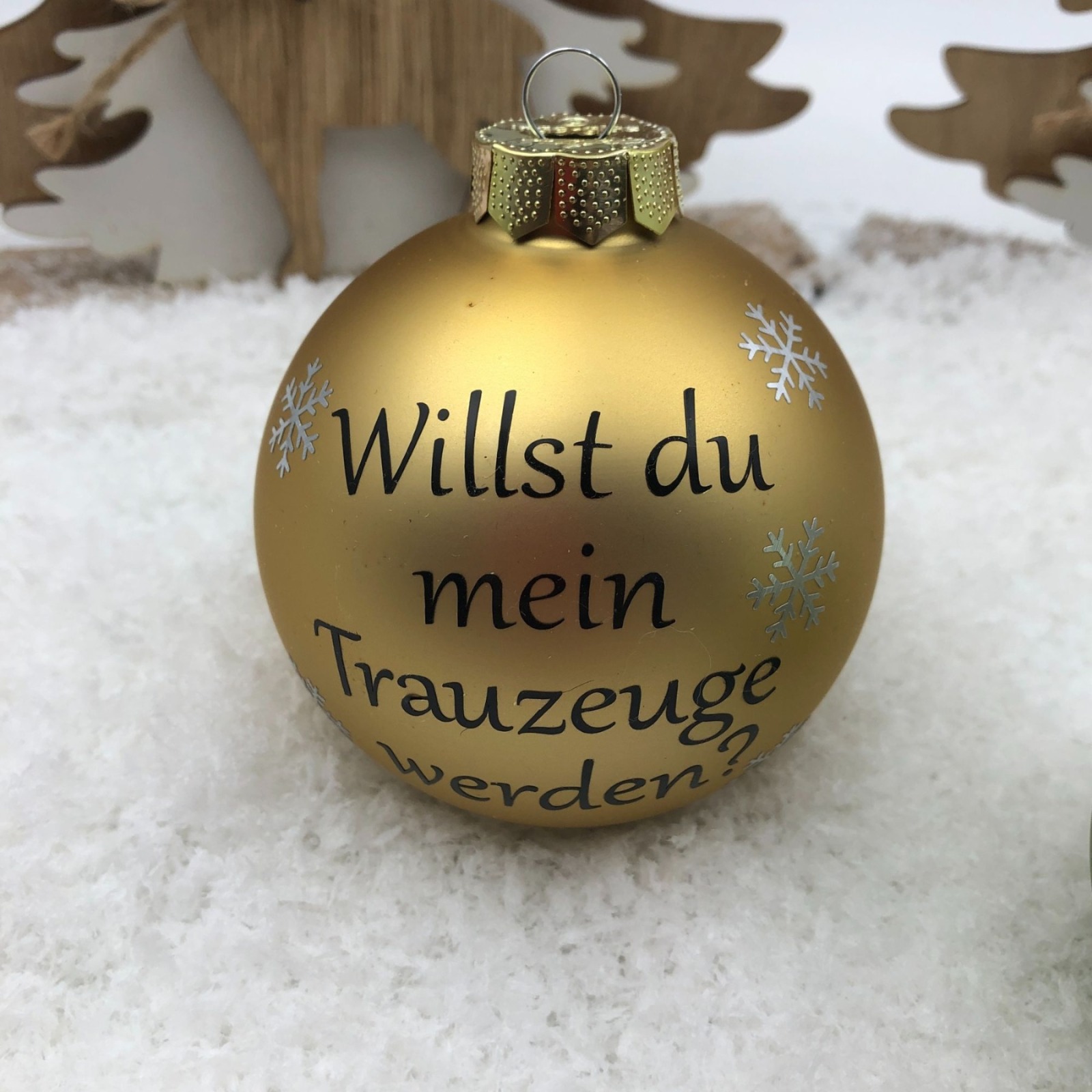 Christbaumkugel 8 cm aus Glas inkl. Geschenkbox, willst du mein Trauzeuge werden, Geschenk für