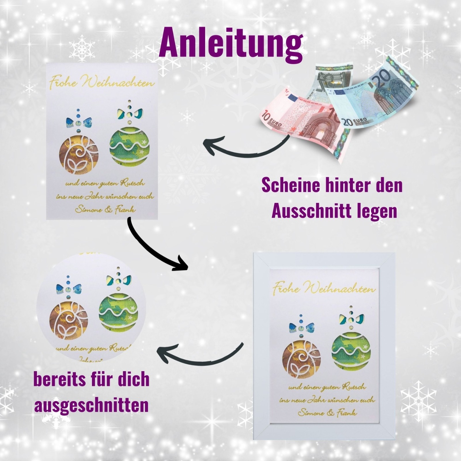 Geldgeschenk Weihnachten personalisiert, Weihnachtsgeschenk Ideen, weihnachtliches